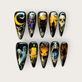 Moonlit Shadows Press-On Nails – Luxury Gothic Halloween Set