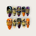 Gothic Halloween Press-On Nails – 3D Pumpkin, Witch & Spider Nail Set