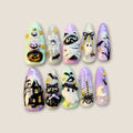 Pastel Halloween Press-On Nails – Cute Ghost, Cat & Pumpkin 3D Nail Set